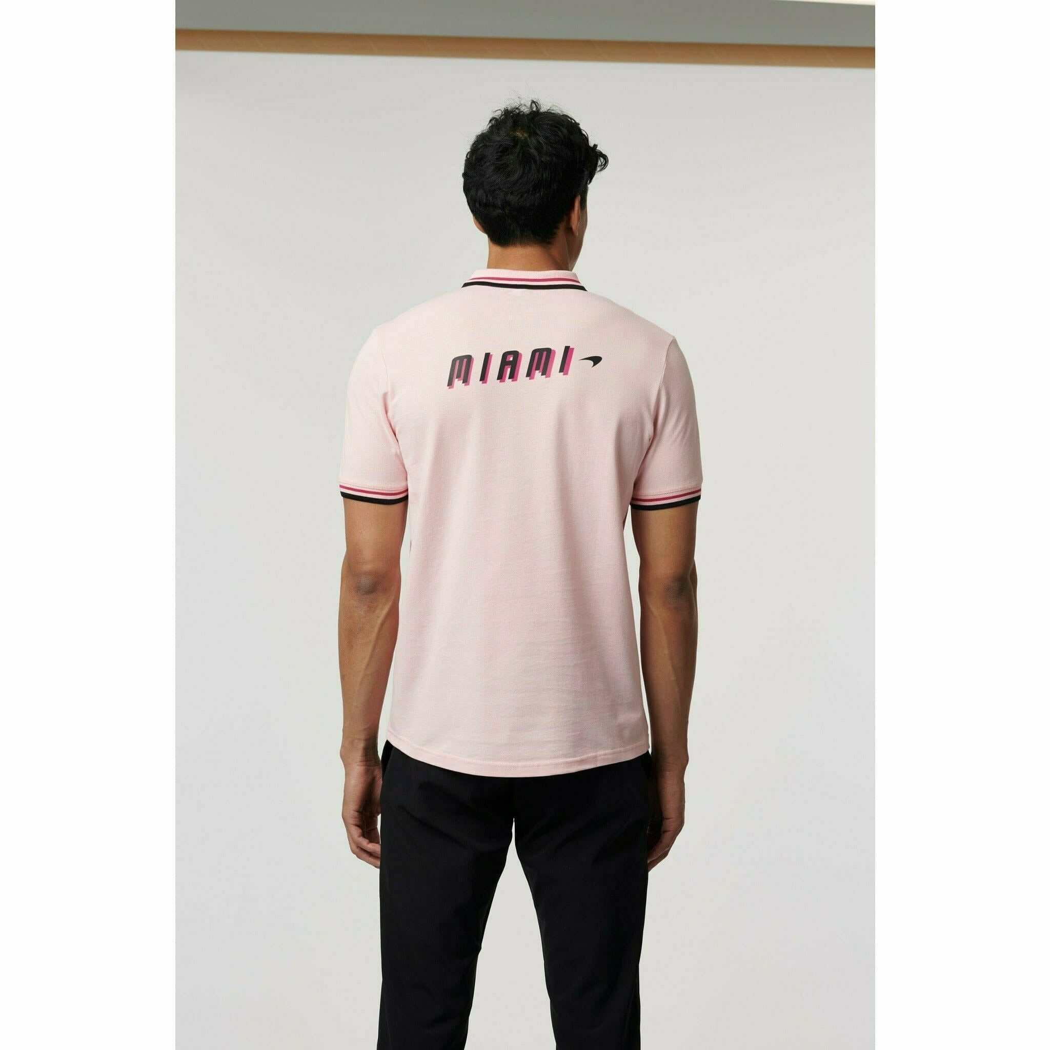 McLaren F1 Men's Miami Graphic Polo Shirt-Black/White/Crystal Rose Polos Light Gray