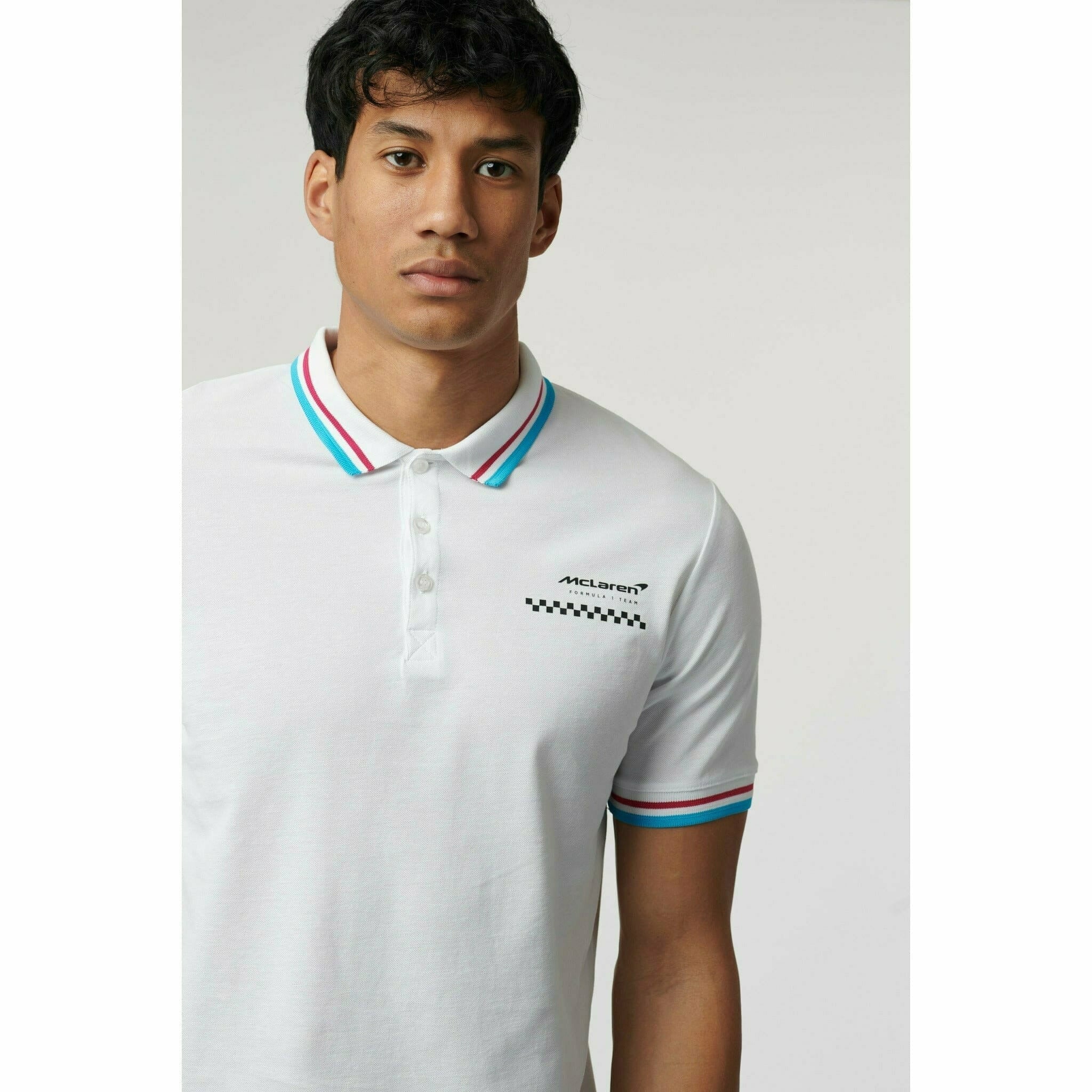 McLaren F1 Men's Miami Graphic Polo Shirt-Black/White/Crystal Rose Polos Light Gray
