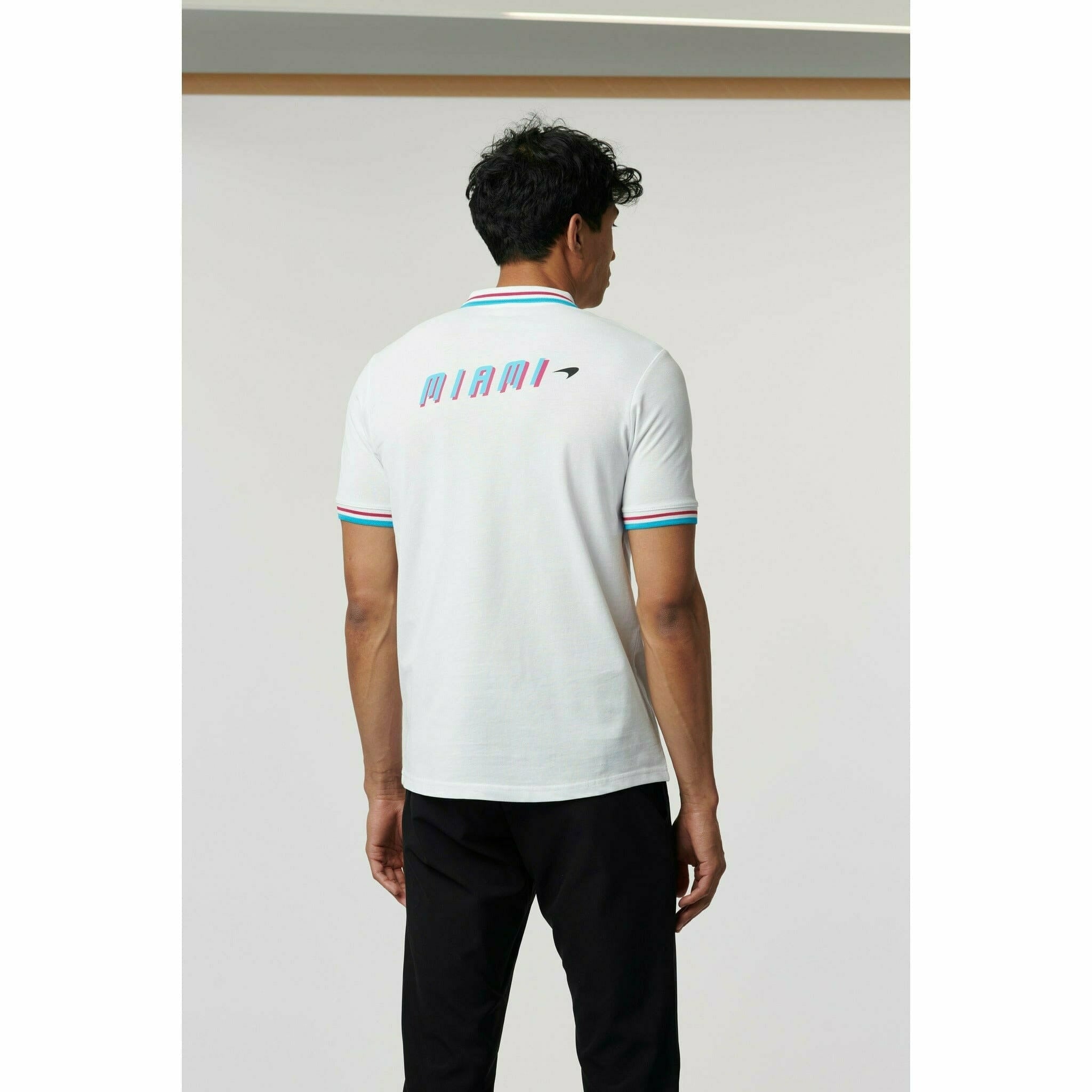 McLaren F1 Men's Miami Graphic Polo Shirt-Black/White/Crystal Rose Polos Light Gray