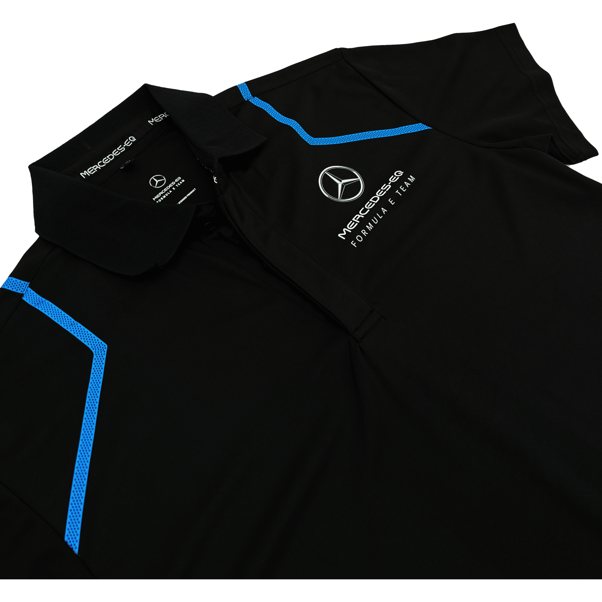 Mercedes Benz EQ Formula E S8 Women's Covered Button Polo Shirt - Black Polos Black