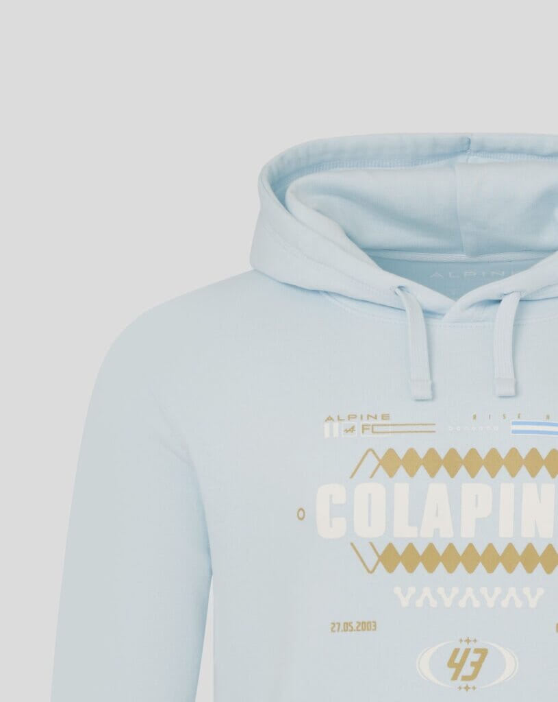 Alpine Racing F1 Franco Colapinto Relaxed Fit Hoodie - Blue Ice Hoodies Alpine 