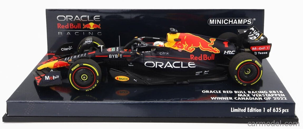 Red Bull Racing F1 Max Verstappen RB18 #1 Winner Canadian GP 1:43 Model Car - Minichamps Model Cars Red Bull Racing 