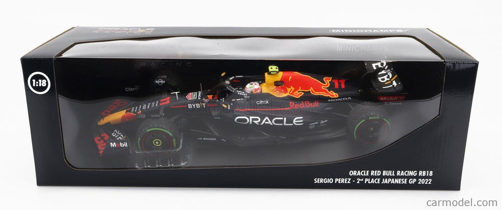 Red Bull Racing F1 Sergio Perez 2nd Place RB18 Japan GP 1:18 Model Car - Minichamps Model Cars Red Bull Racing 