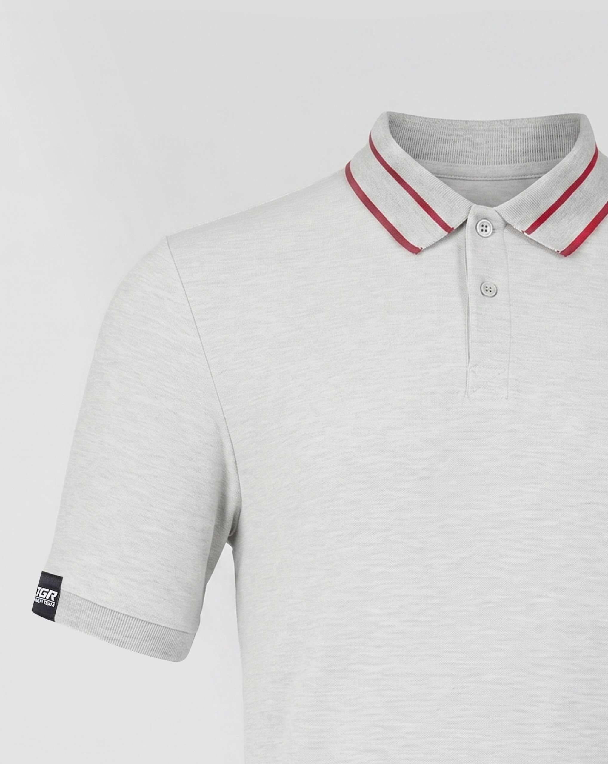 Haas Racing F1 Small Logo Polo Shirt - Grey Marl Polos Haas F1 Racing Team 