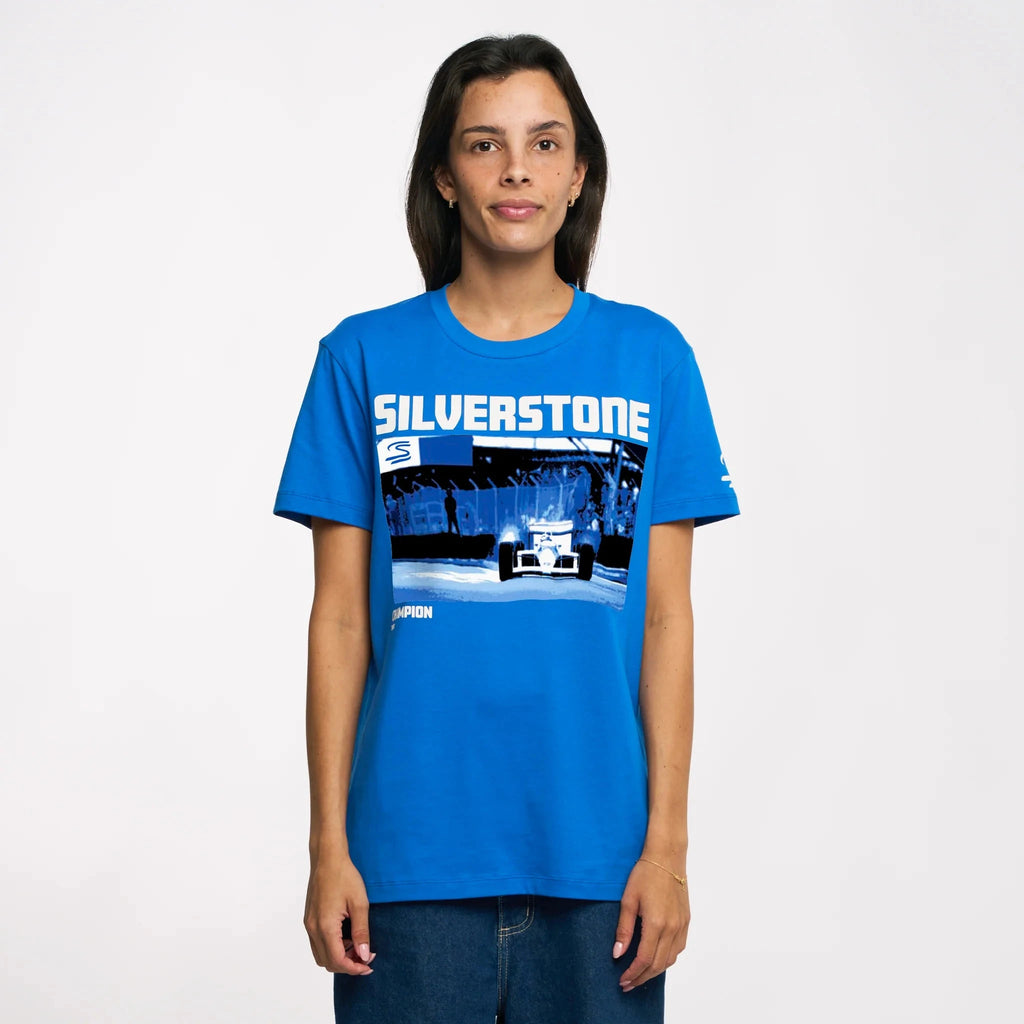 Ayrton Senna F1 Silverstone Circuit Graphic T-Shirt - Blue T-shirts Ayrton Senna 