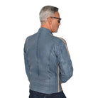 GrandPrix Originals Men's Lambskin Leather Racing Jacket - Olive/Gulf Blue/Orange Jackets GrandPrix Originals USA 