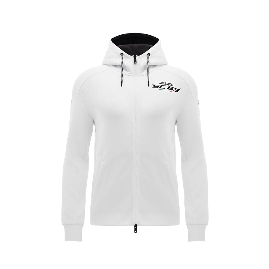 Automobili Lamborghini SC63 Hypercar Men's Full Zip Hoodie - White Hoodies Automobili Lamborghini 