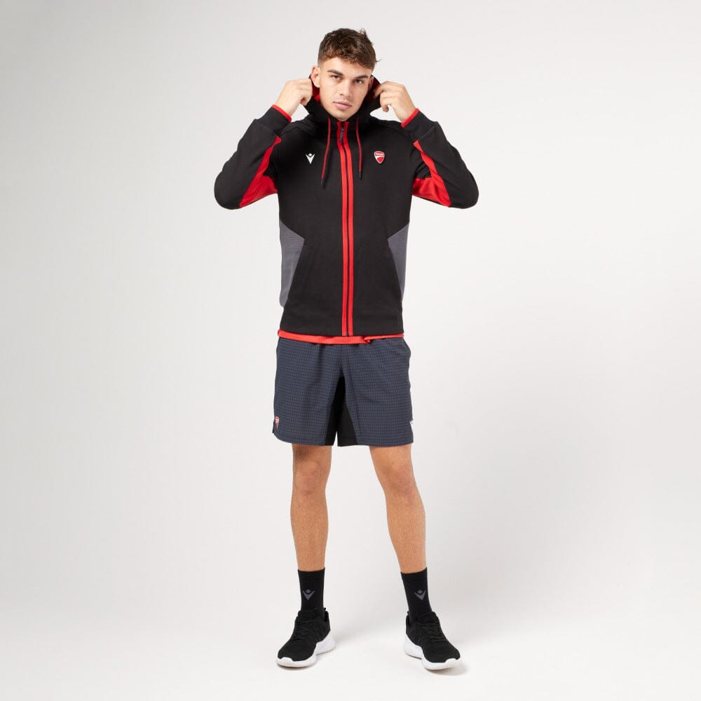 Ducati x Macron Men's Warmup Zip Up Hoodie - Black Hoodies Ducati 
