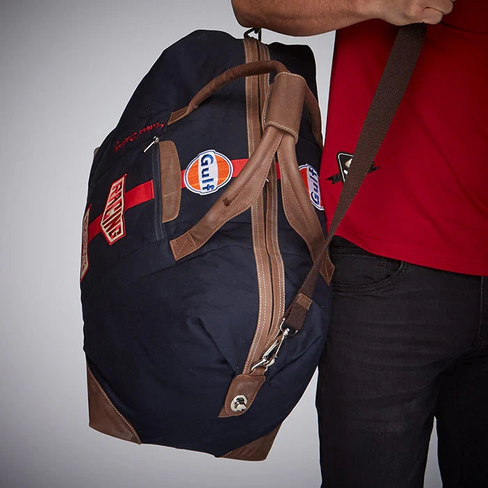 GrandPrix Originals Gulf Michael Delaney Leather/Canvas Large Duffel Bag - Navy Bags GrandPrix Originals USA 