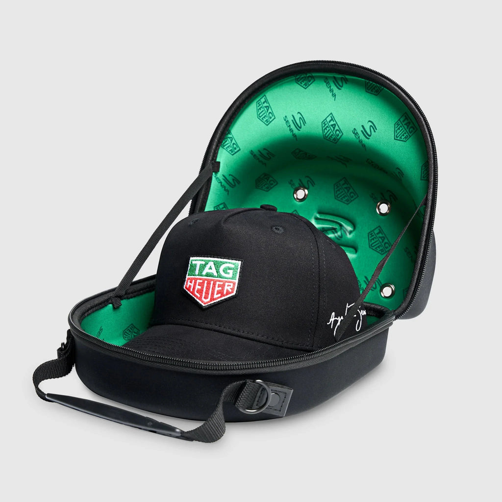 Ayrton Senna F1 x Tag Heuer 5 Panel Race Hat w/Hard Case - Black Hats Ayrton Senna 