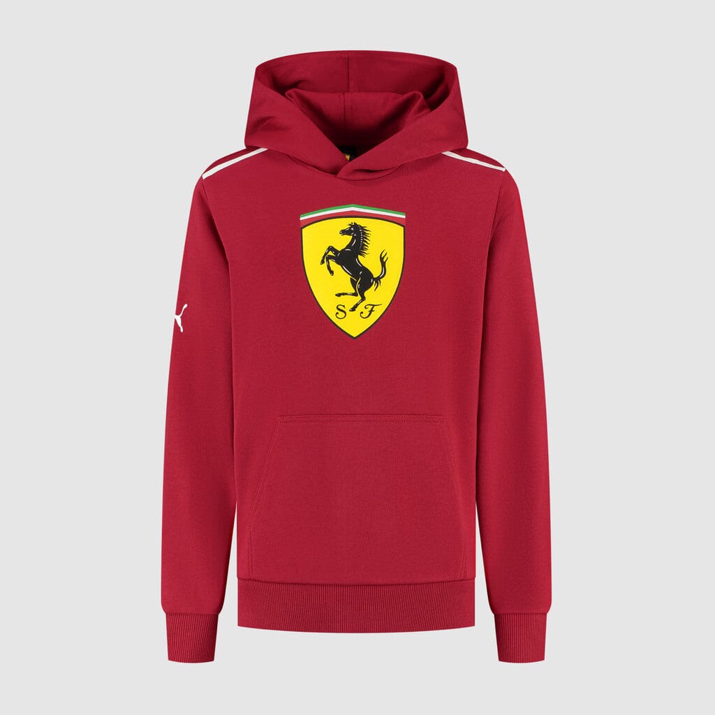 Scuderia Ferrari F1 Kids Large Shield Hoodie - Youth Dark Cherry/Puma Black Hoodies Scuderia Ferrari 3-4 Years Red 