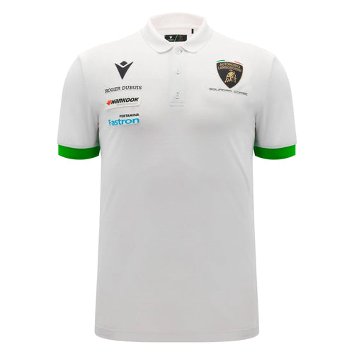 Automobili Lamborghini Squadra Corse 2026 Men's Team Polo Shirt - White/Black Polos Automobili Lamborghini S White 