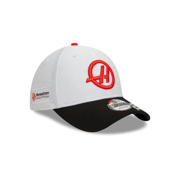 Haas Racing F1 New Era 9Forty 2024 Kevin Magnussen Team Baseball Hat - White Hats Haas F1 Racing Team 