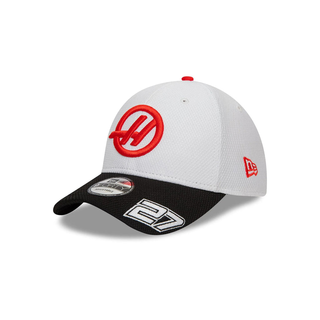 Haas Racing F1 New Era 9Forty 2024 Nico Hulkenburg Team Baseball Hat - White Hats Haas F1 Racing Team 