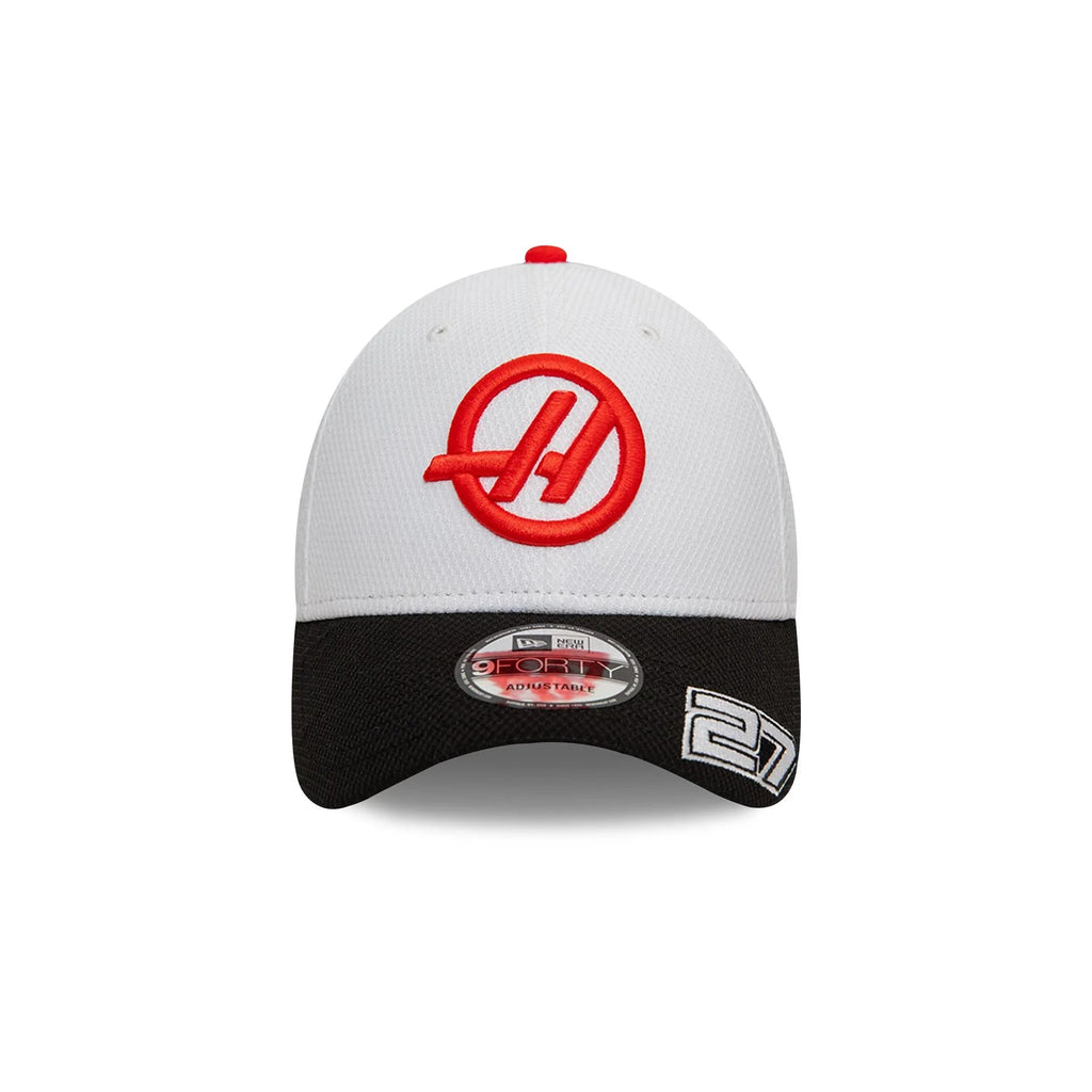 Haas Racing F1 New Era 9Forty 2024 Nico Hulkenburg Team Baseball Hat - White Hats Haas F1 Racing Team 