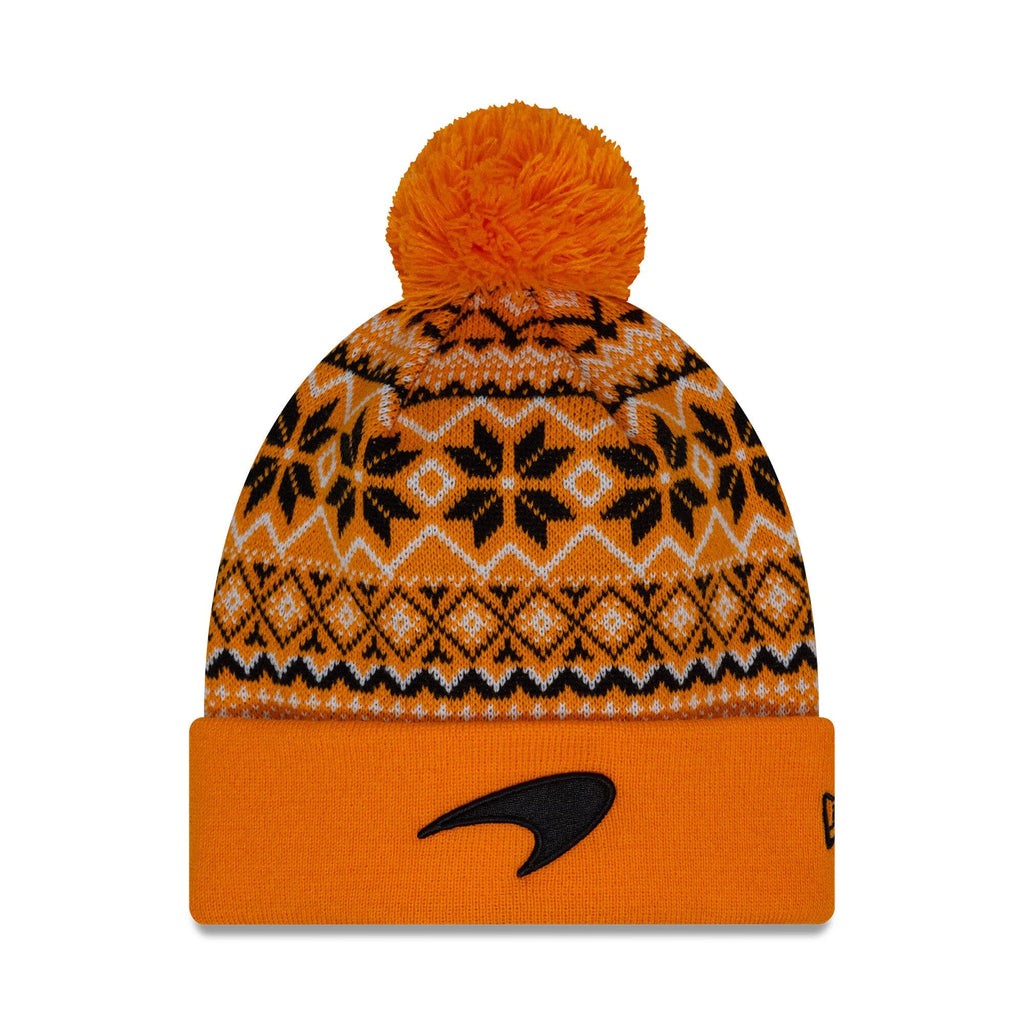 McLaren F1 New Era Limited Edition Holiday Cuff Bobble Beanie - Papaya Hats McLaren 