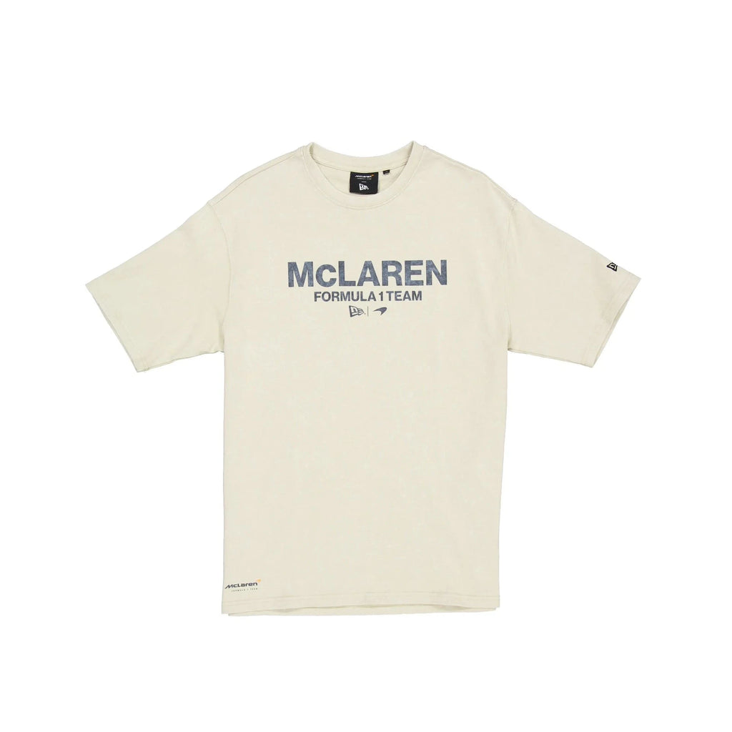 McLaren F1 x New Era Washed Logo T-Shirt - Stone/Black/White T-shirts McLaren-Castore XS Beige 