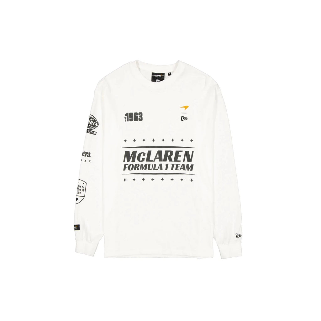 McLaren F1 x New Era Long Sleeve Racing T-Shirt - White/Black T-shirts McLaren-Castore XS White 