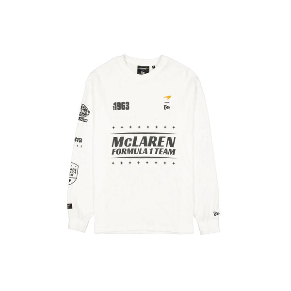 F1 チームウエア(本物) McLaren F1 x New Era Long Sleeve Racing T-Shirt - White/Black