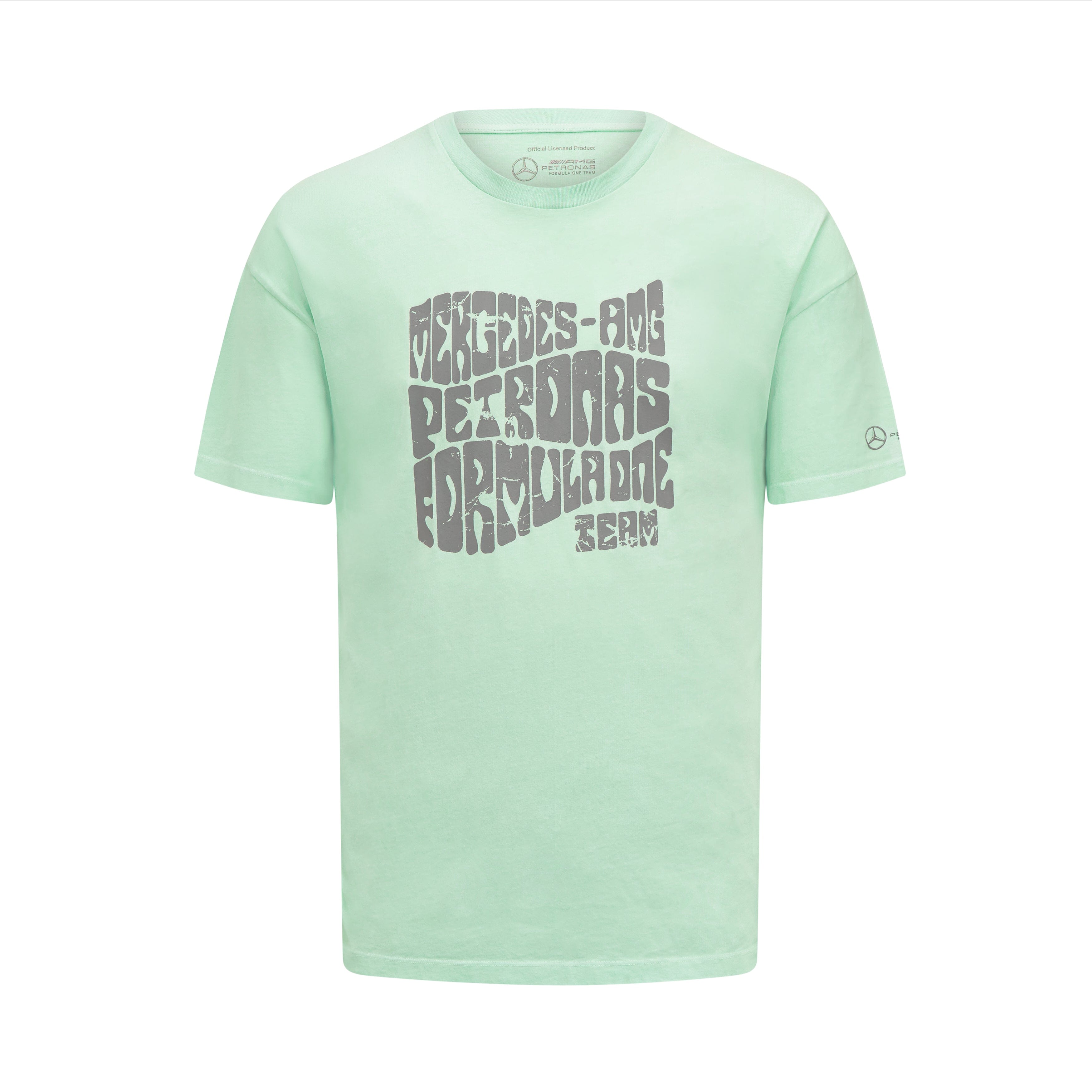 Mercedes AMG Petronas F1 Men's Retro T-Shirt - Mint/Lilac/Blue T-shirts Mercedes AMG Petronas XXS Green 