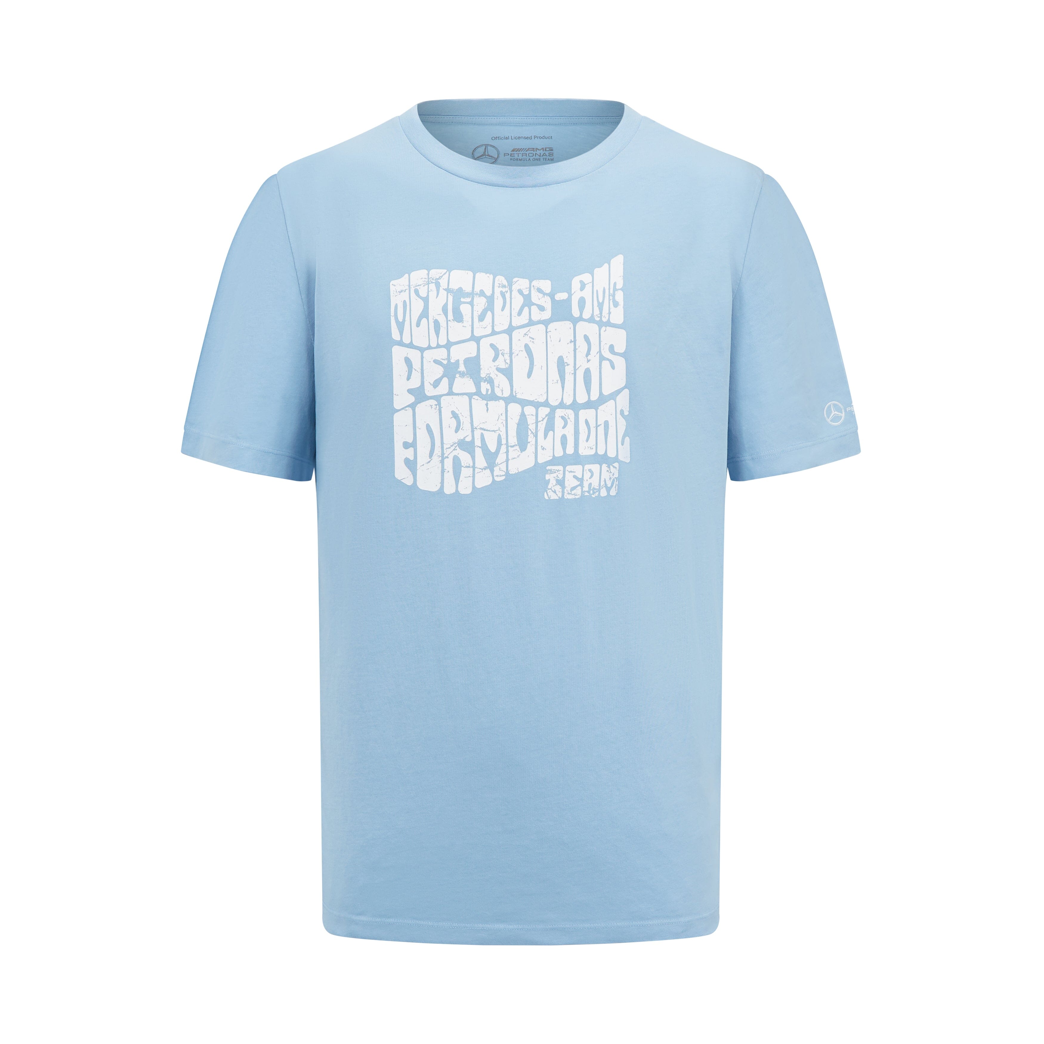 Mercedes AMG Petronas F1 Men's Retro T-Shirt - Mint/Lilac/Blue T-shirts Mercedes AMG Petronas XXS Blue 