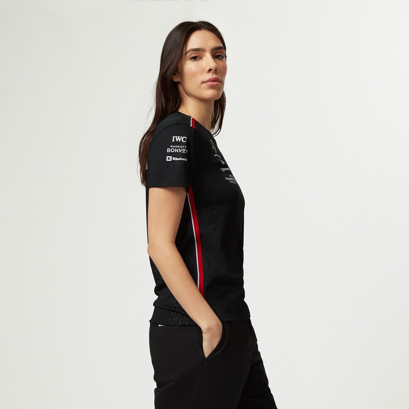 Mercedes AMG Petronas F1 2023 Women's Driver T-Shirt - Black/White T-shirts Mercedes AMG Petronas 