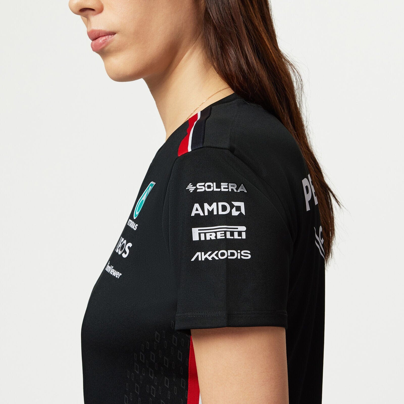 Mercedes AMG Petronas F1 2023 Women's Driver T-Shirt - Black/White T-shirts Mercedes AMG Petronas 