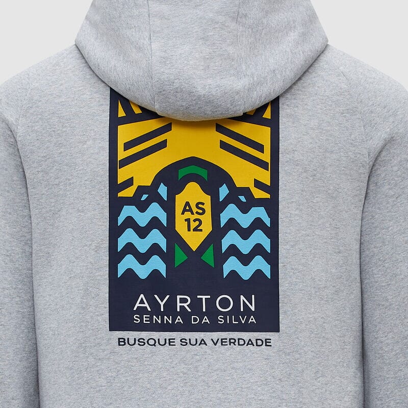 Ayrton Senna Seasonal Graphic Hoodie - Grey Sweatshirt Ayrton Senna 