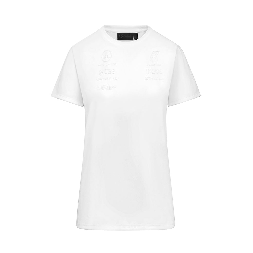 Mercedes AMG Petronas F1 2023 Women's Team Stealth T-Shirt - Black/White T-shirts Mercedes AMG Petronas XS White 
