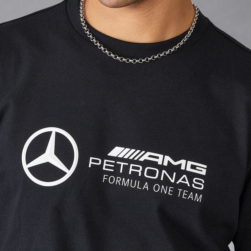 Mercedes Benz AMG Petronas F1 Men's Large Logo T-Shirt - Black/White/Green T-shirts Mercedes AMG Petronas 
