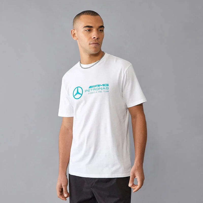 Mercedes Benz AMG Petronas F1 Men's Large Logo T-Shirt - Black/White/Green T-shirts Mercedes AMG Petronas 