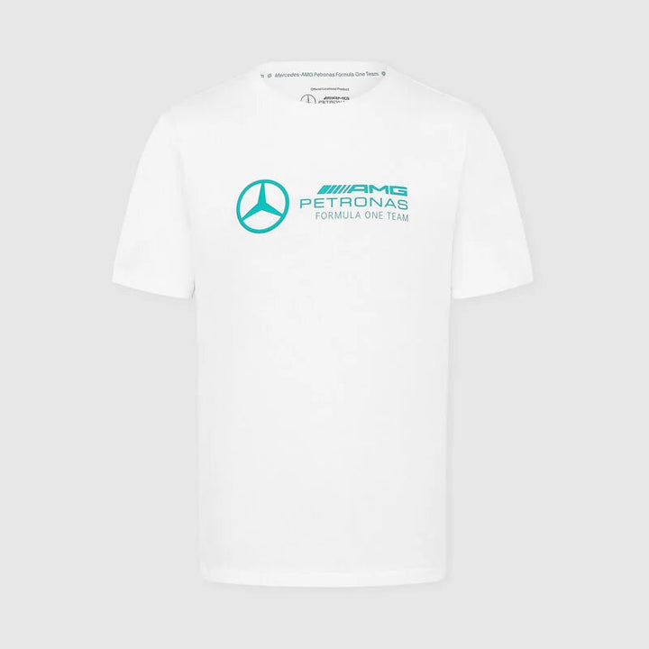 Mercedes Benz AMG Petronas F1 Men's Large Logo T-Shirt - Black/White/Green T-shirts Mercedes AMG Petronas XS White 