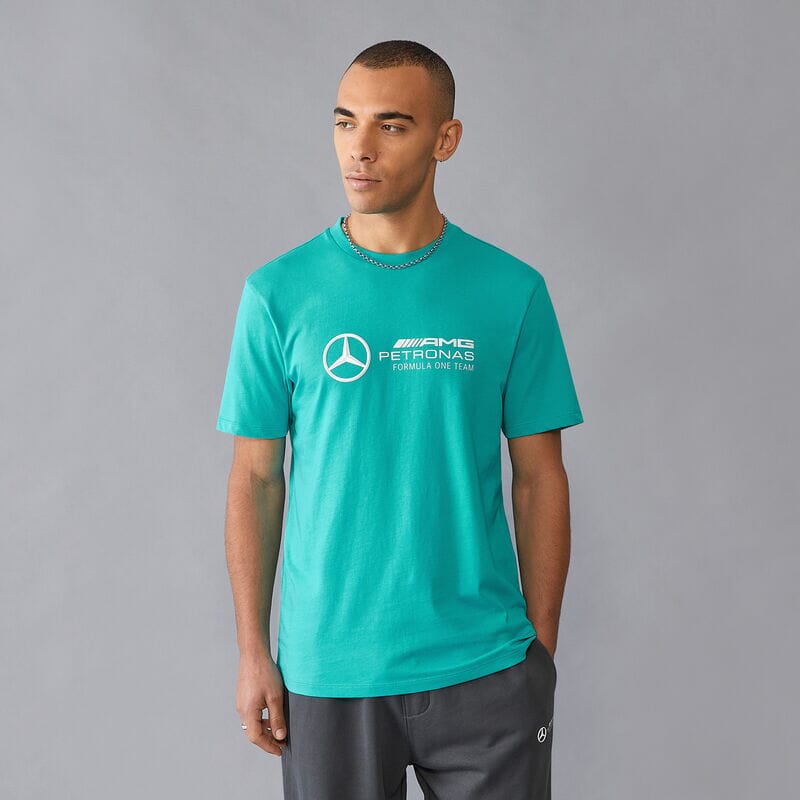 Mercedes Benz AMG Petronas F1 Men's Large Logo T-Shirt - Black/White/Green T-shirts Mercedes AMG Petronas 