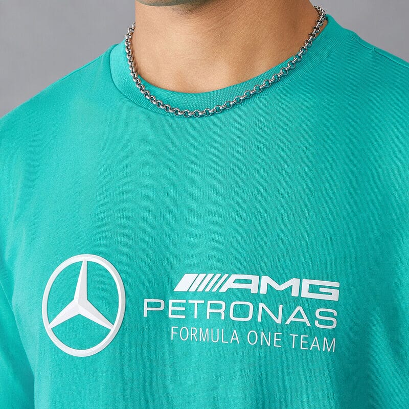 Mercedes Benz AMG Petronas F1 Men's Large Logo T-Shirt - Black/White/Green T-shirts Mercedes AMG Petronas 