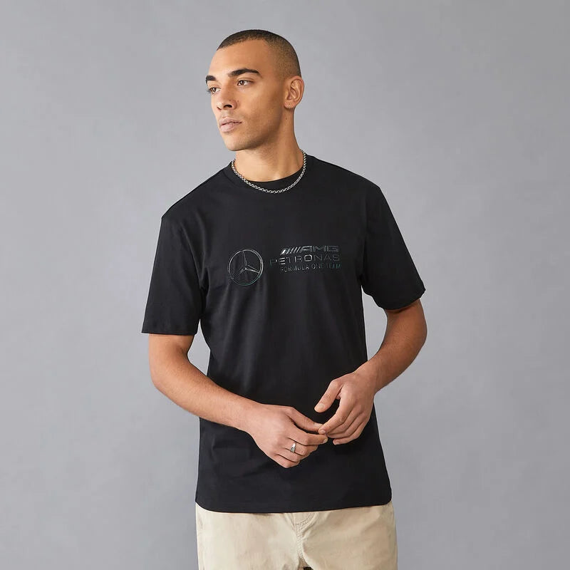 Mercedes Benz AMG Petronas F1 Men's Stealth Large Logo T-Shirt -Black T-shirts Mercedes AMG Petronas 