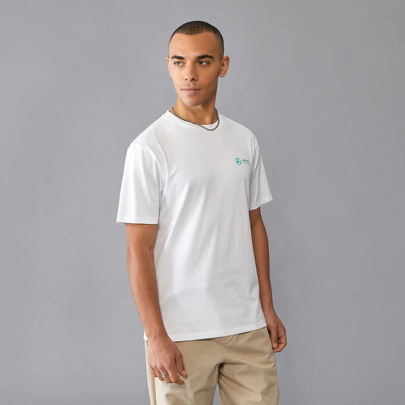 Mercedes Benz AMG Petronas F1 Men's Small Logo T-Shirt - Black/White T-shirts Mercedes AMG Petronas 