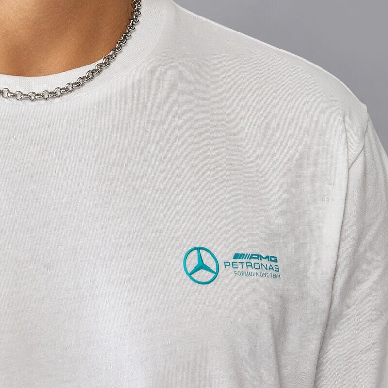 Mercedes Benz AMG Petronas F1 Men's Small Logo T-Shirt - Black/White T-shirts Mercedes AMG Petronas 