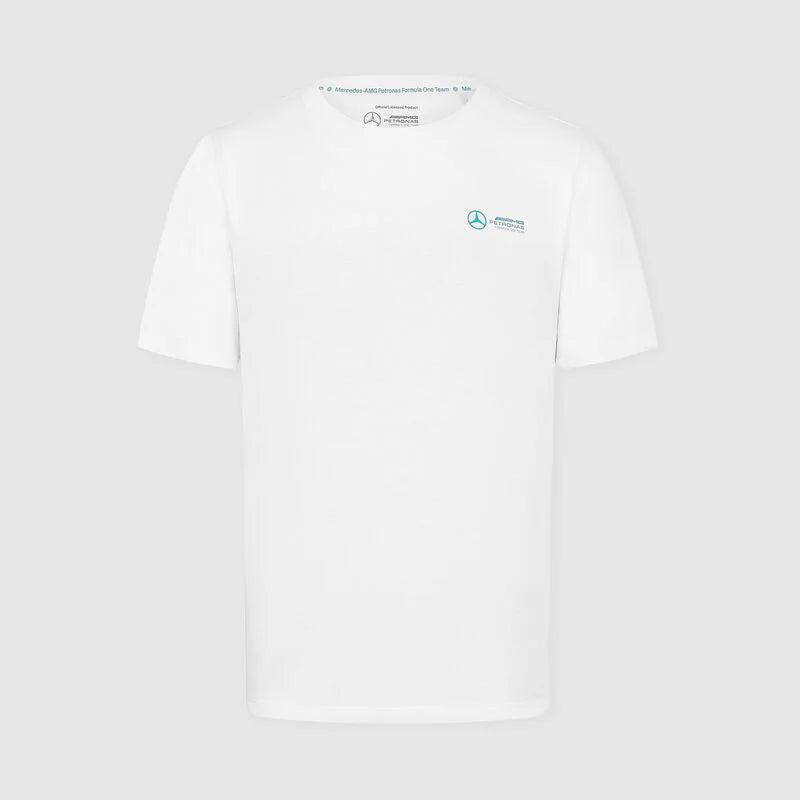 Mercedes Benz AMG Petronas F1 Men's Small Logo T-Shirt - Black/White T-shirts Mercedes AMG Petronas XS White 