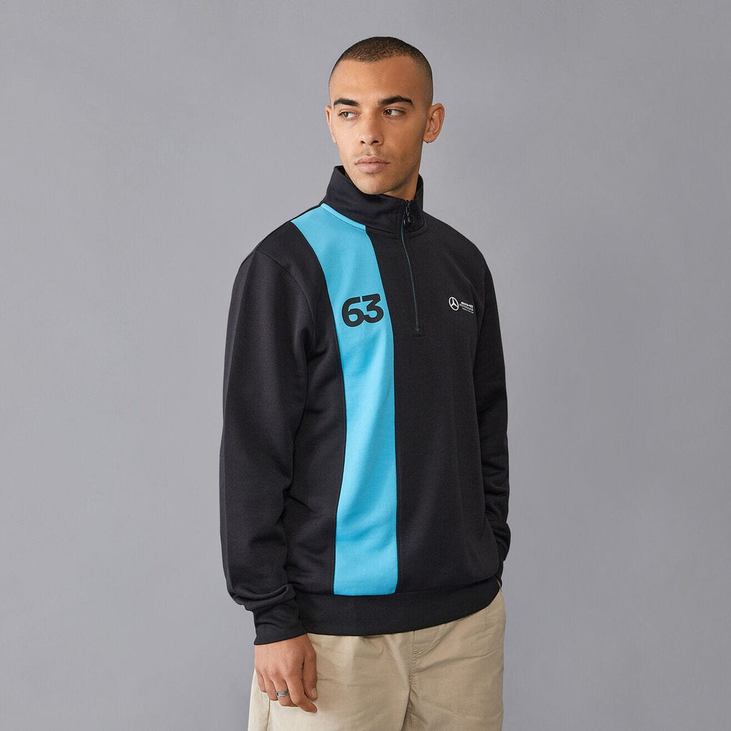 Mercedes AMG Petronas F1 Men's George Russell 1/4 Zip Sweatshirt - Black Sweatshirt Mercedes AMG Petronas 
