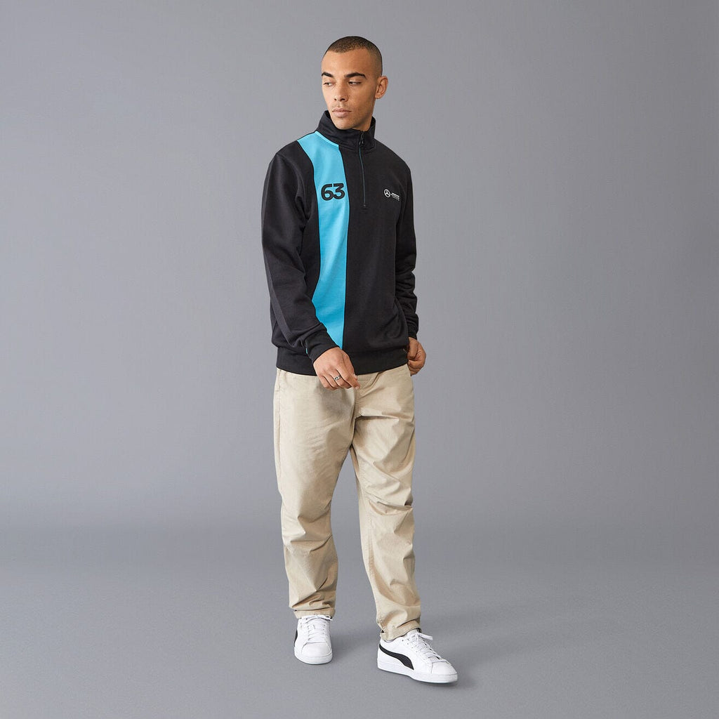 Mercedes AMG Petronas F1 Men's George Russell 1/4 Zip Sweatshirt - Black Sweatshirt Mercedes AMG Petronas 