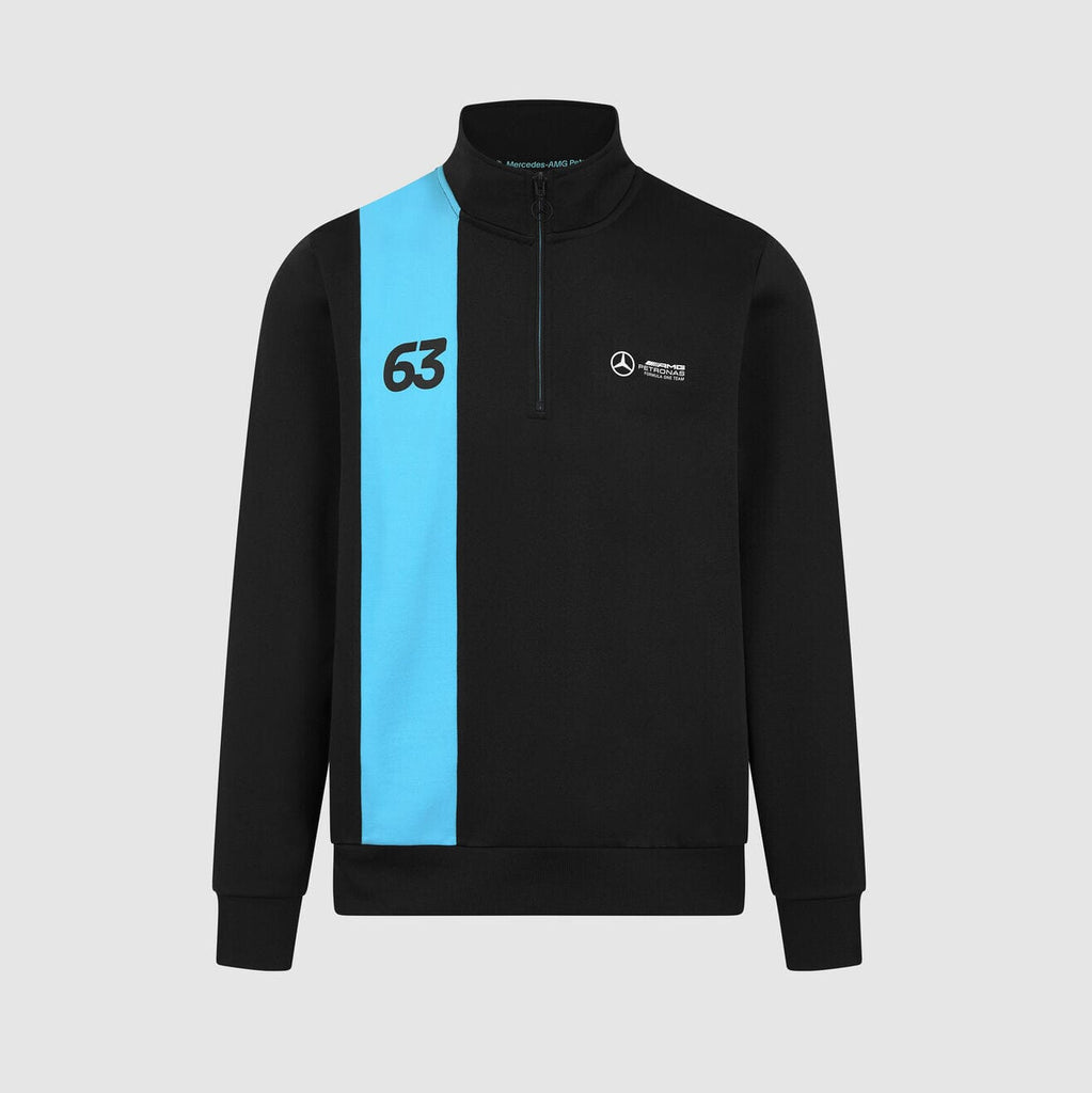 Mercedes AMG Petronas F1 Men's George Russell 1/4 Zip Sweatshirt - Black Sweatshirt Mercedes AMG Petronas 