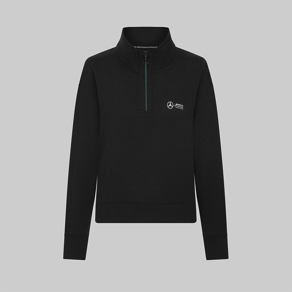 Mercedes AMG Petronas F1 Women's Relaxed Fit 1/4 Zip Sweater - Black Sweatshirt Mercedes AMG Petronas XS Black 