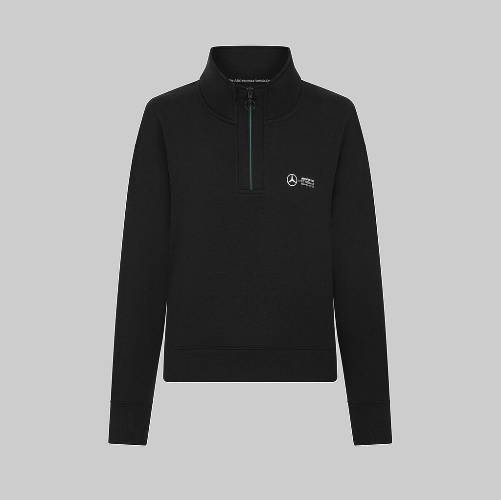 Mercedes AMG Petronas F1 Women's Relaxed Fit 1/4 Zip Sweater - Black Sweatshirt Mercedes AMG Petronas XS Black 