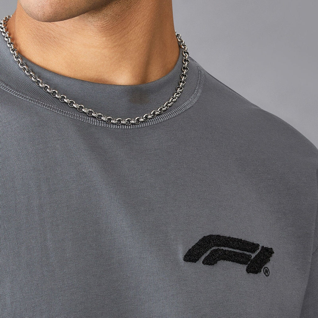 Formula 1 Tech Relaxed Fit Boucle T-Shirt - Grey/White T-shirts Formula 1 