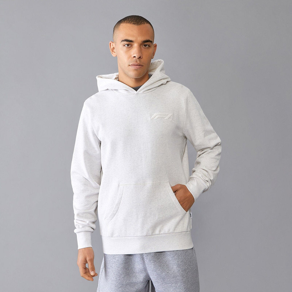 Formula 1 Tech Relaxed Fit Boucle Hoodie - Grey/White Hoodies Formula 1 