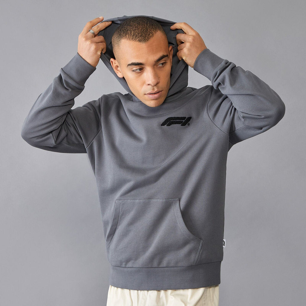 Formula 1 Tech Relaxed Fit Boucle Hoodie - Grey/White Hoodies Formula 1 