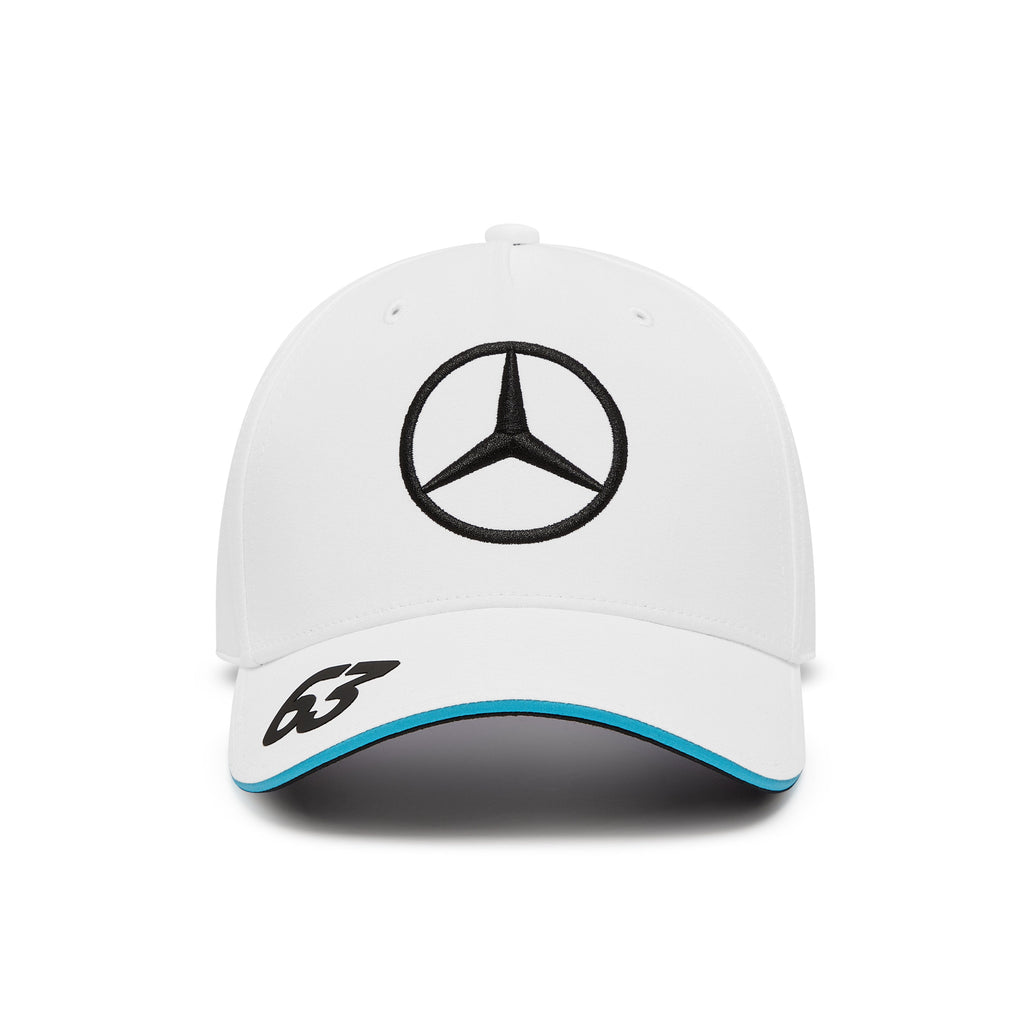 Mercedes AMG Petronas F1 2024 Kids George Russell Driver Hat - Youth Black/Blue/White Hats Mercedes AMG Petronas White 