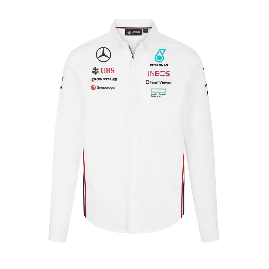 Mercedes AMG Petronas F1 2024 Men's Team Button Down Shirt - White Shirts Mercedes AMG Petronas 