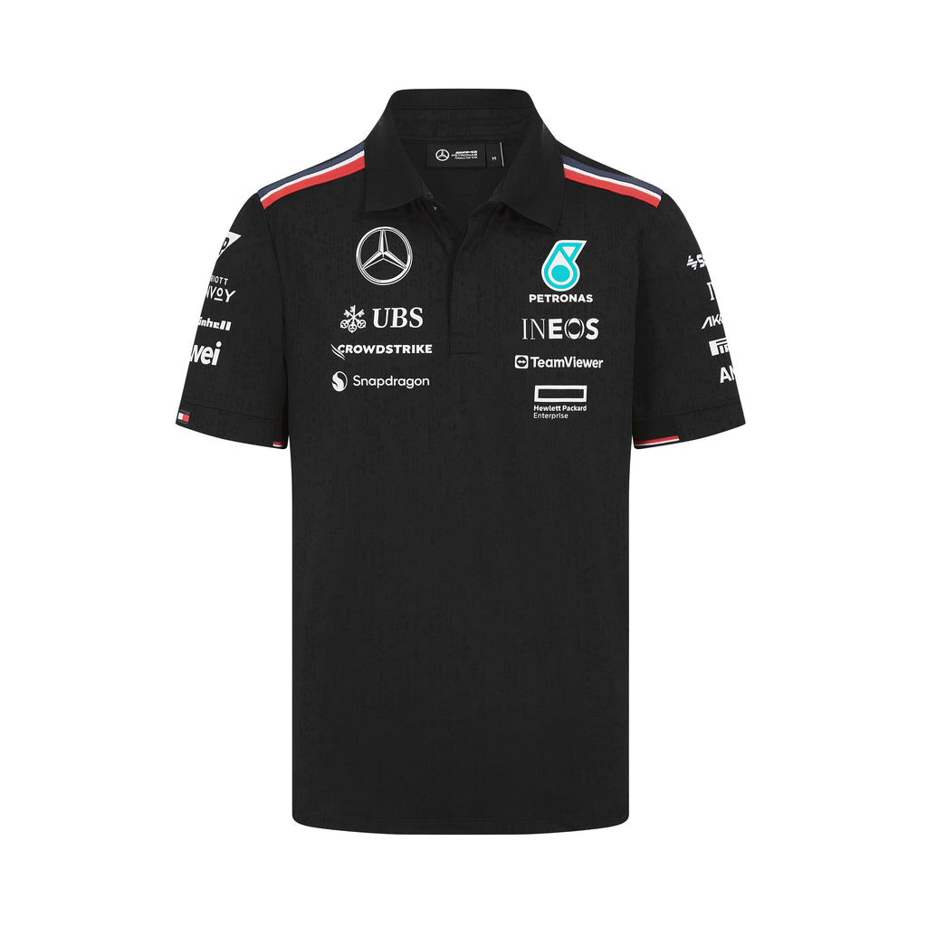 Mercedes AMG Petronas F1 2024 Men's Team Polo Shirt - White/Black Polos Mercedes AMG Petronas XS Black 