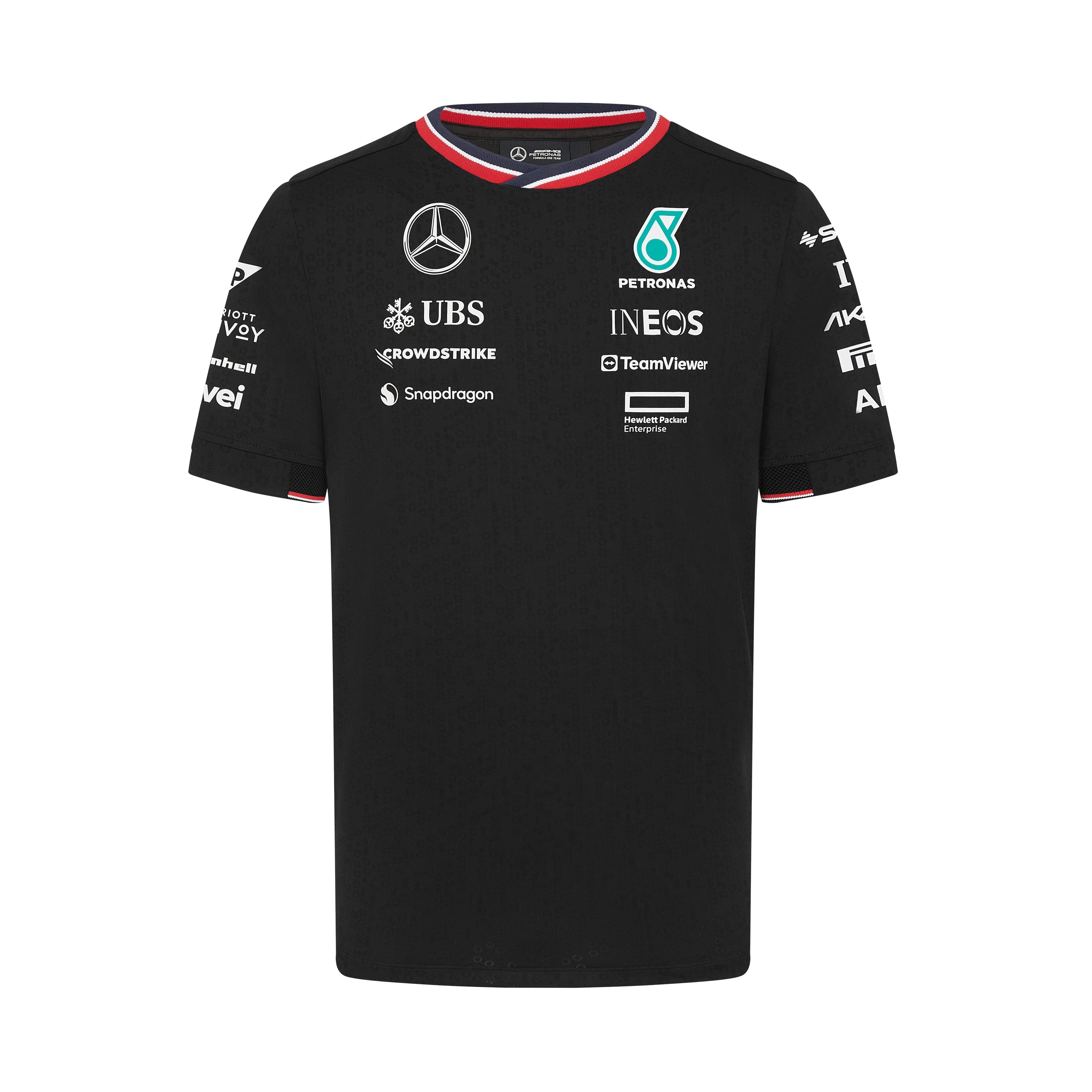 Mercedes AMG Petronas F1 T-shirt voor heren met groot teamlogo in 3D, Zwart, S Mercedes AMG Petronas F1 T-shirt voor heren met groot teamlogo in 3D, Zwart, S